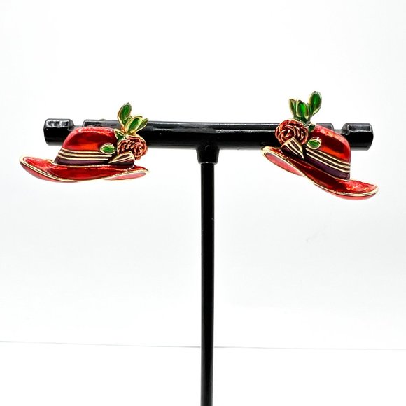 Vintage Jewelry - Vintage Red Hat Society Earrings